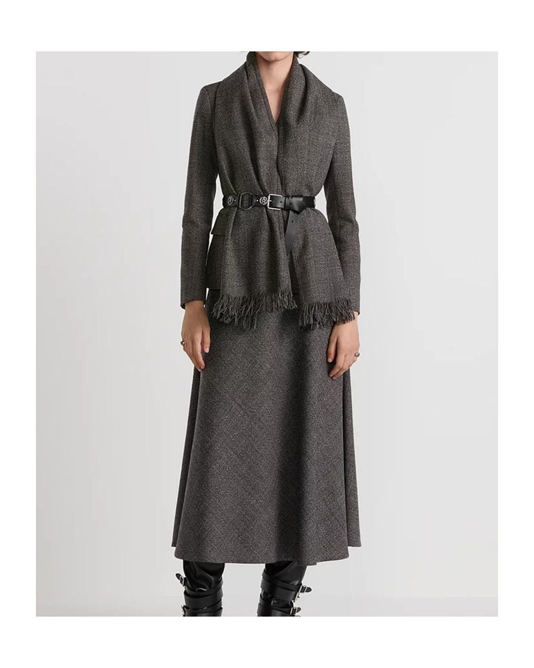 Dior Gray Flared Mid-Length Skirt