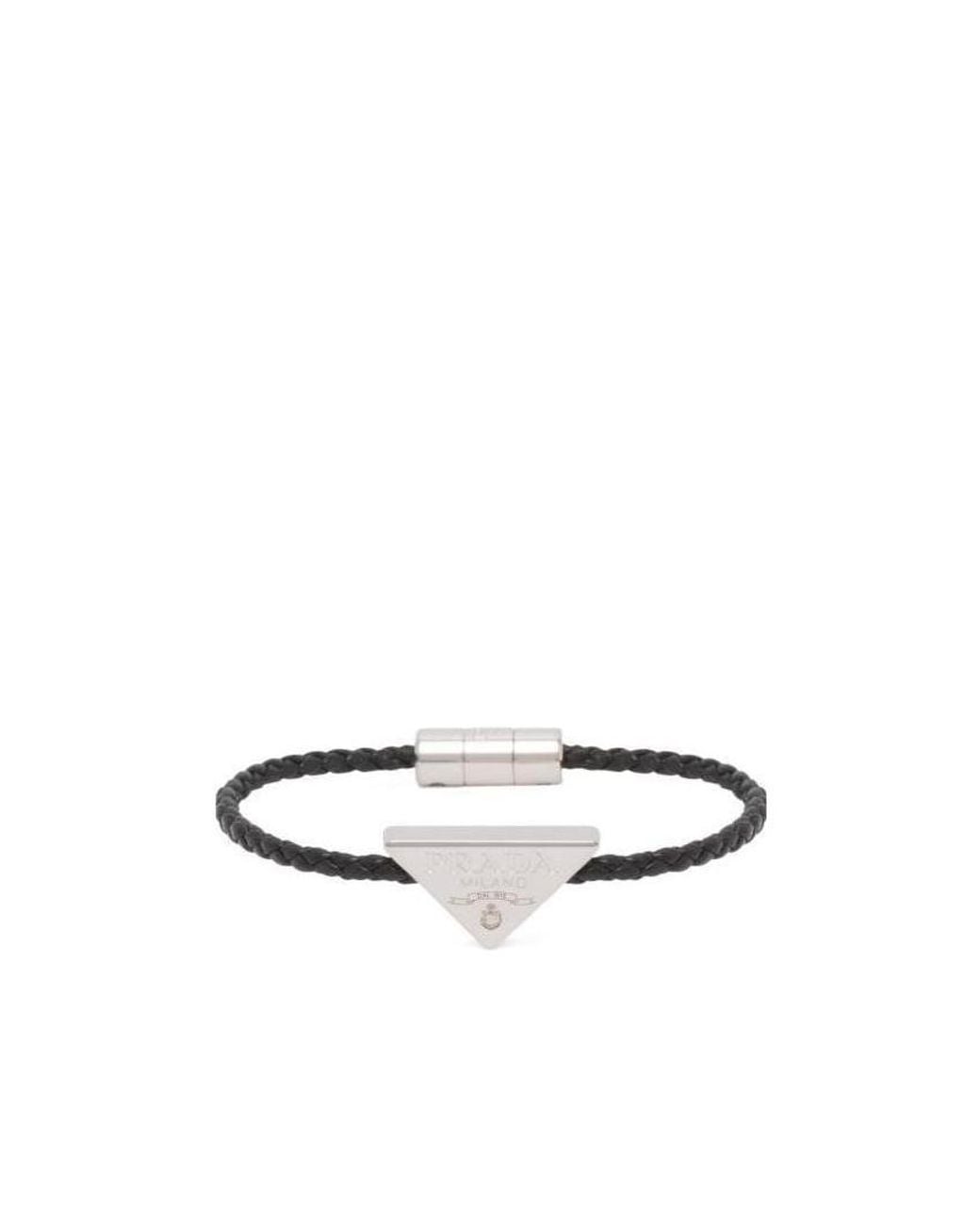 Prada White Braided Nappa Leather Bracelet