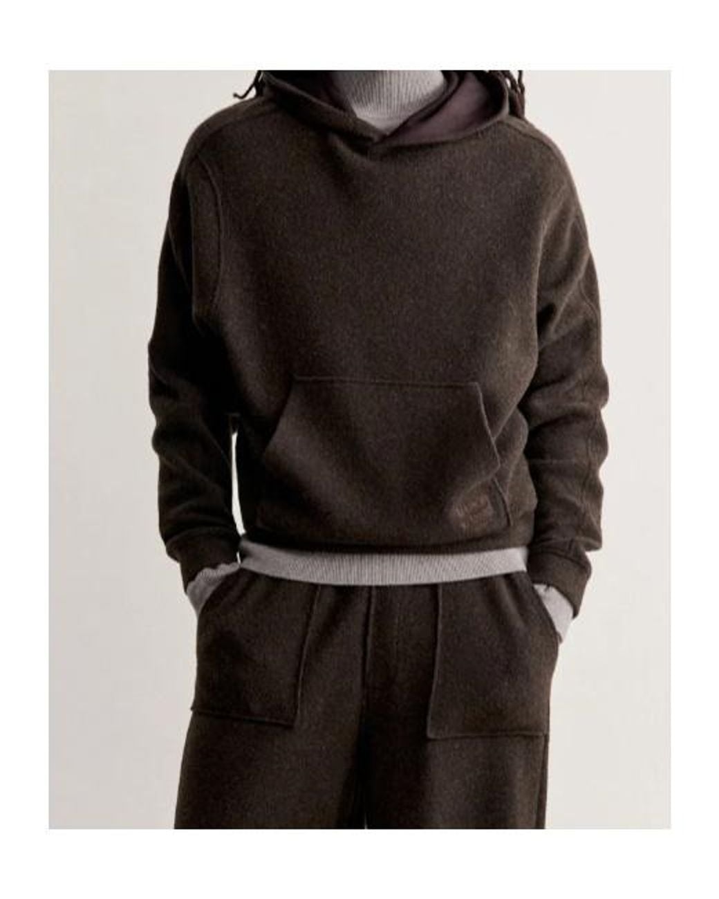 Maison Kitsuné Brown Wool Blend Fleece Comfort Hoodie for men