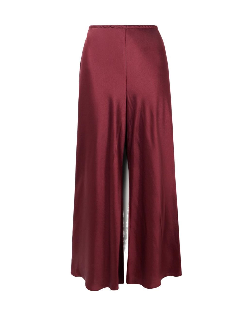 Leset Red Barb Draped Satin Wide-Leg Pants