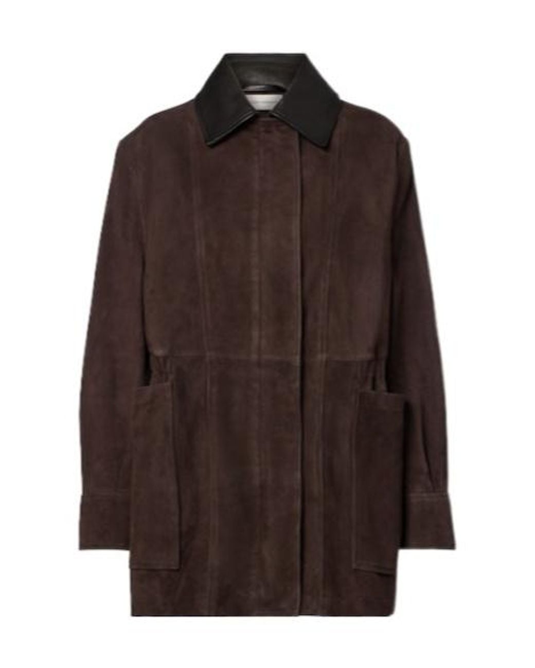 Nour Hammour Brown Grange Leather-Trimmed Suede Jacket
