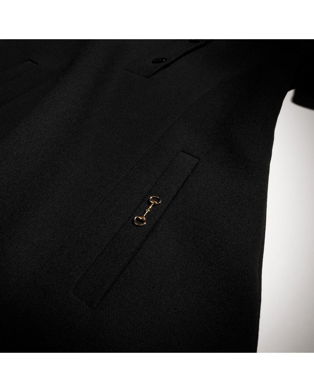 Gucci Black Crêpe Wool Polo Dress With Horsebit