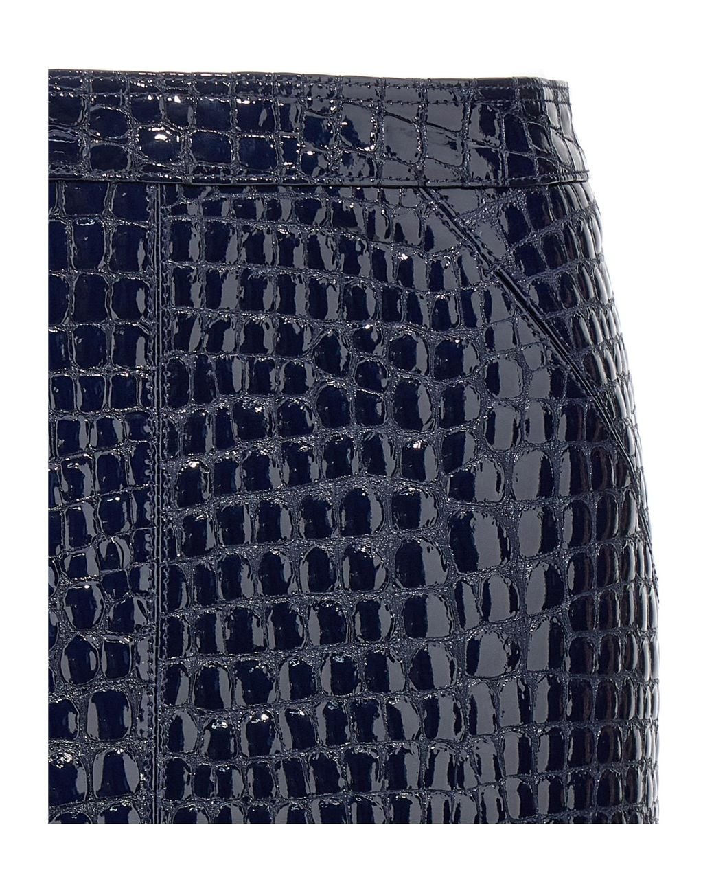 Tom Ford Blue High-Waisted Embossed Leather Mini Skirt