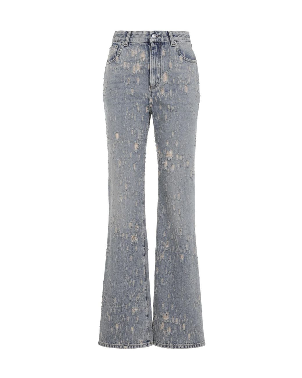 McQueen Gray Distressed Flared Jeans