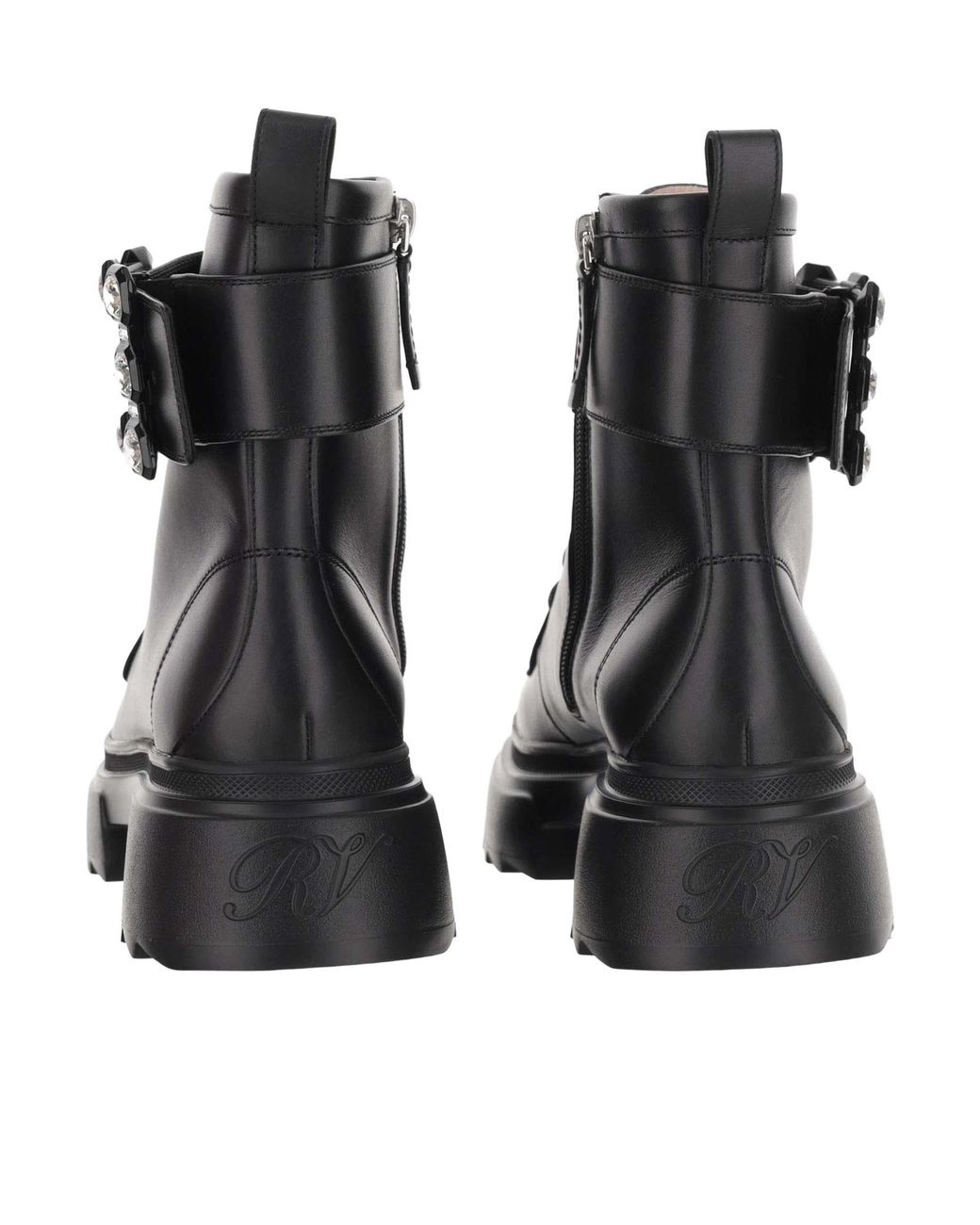 Roger Vivier Black Embellished Lace-Up Boots