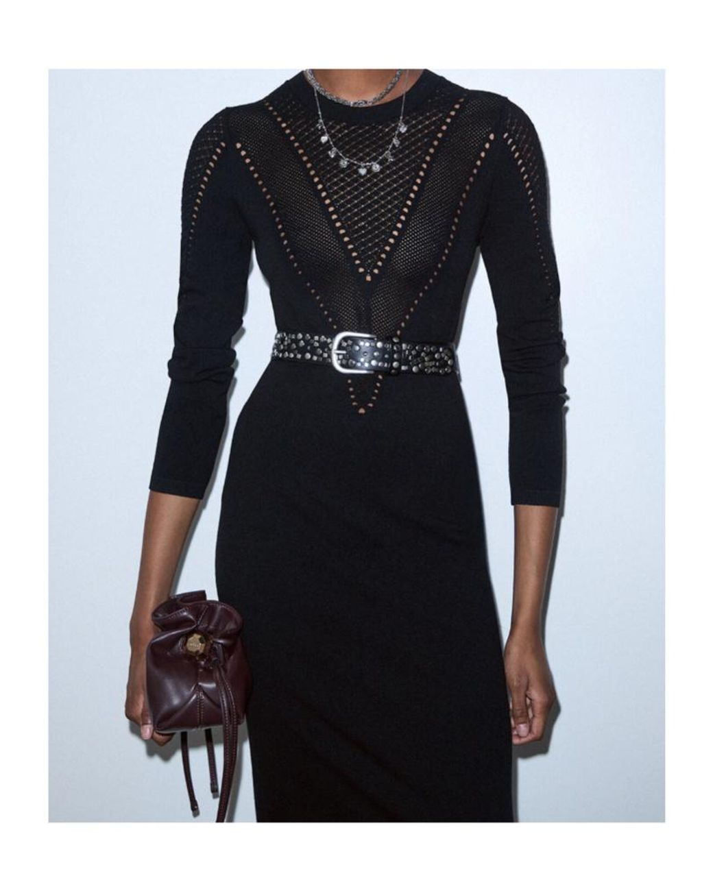 Liu Jo Black Studded Mesh Knitted Dress