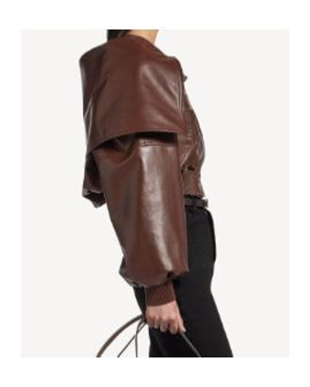 Balenciaga Brown Wrap Collar Leather Jacket