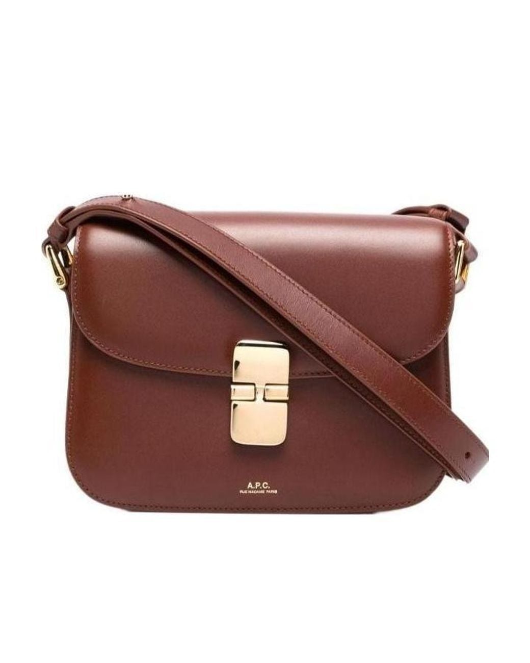 A.P.C. Brown Grace Logo Printed Small Shoulder Bag