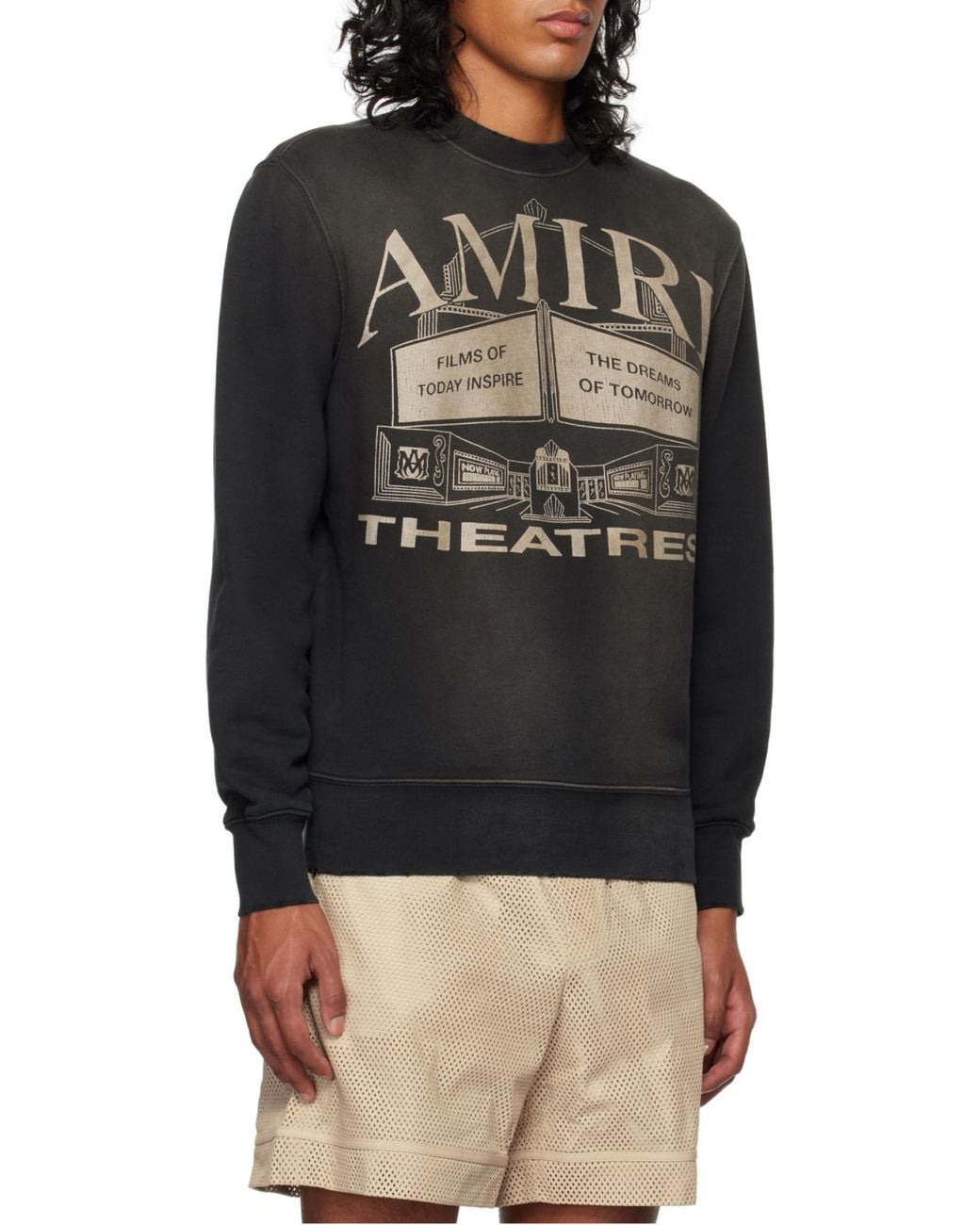 Amiri Gray Graphic Printed Crewneck Sweatshirt for men