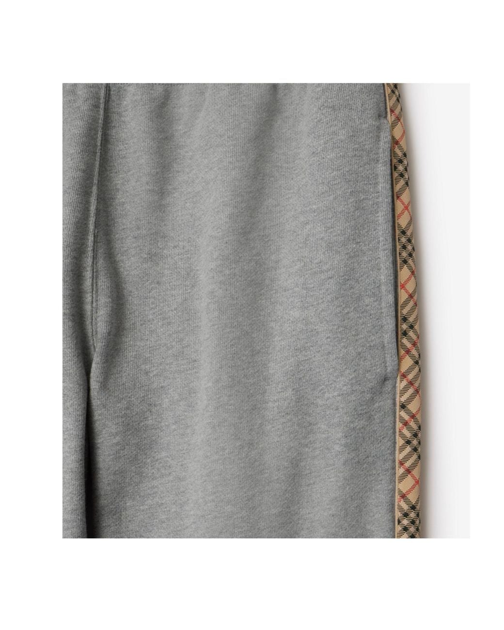 Burberry Gray Check Trim Cotton Jogging Pants for men