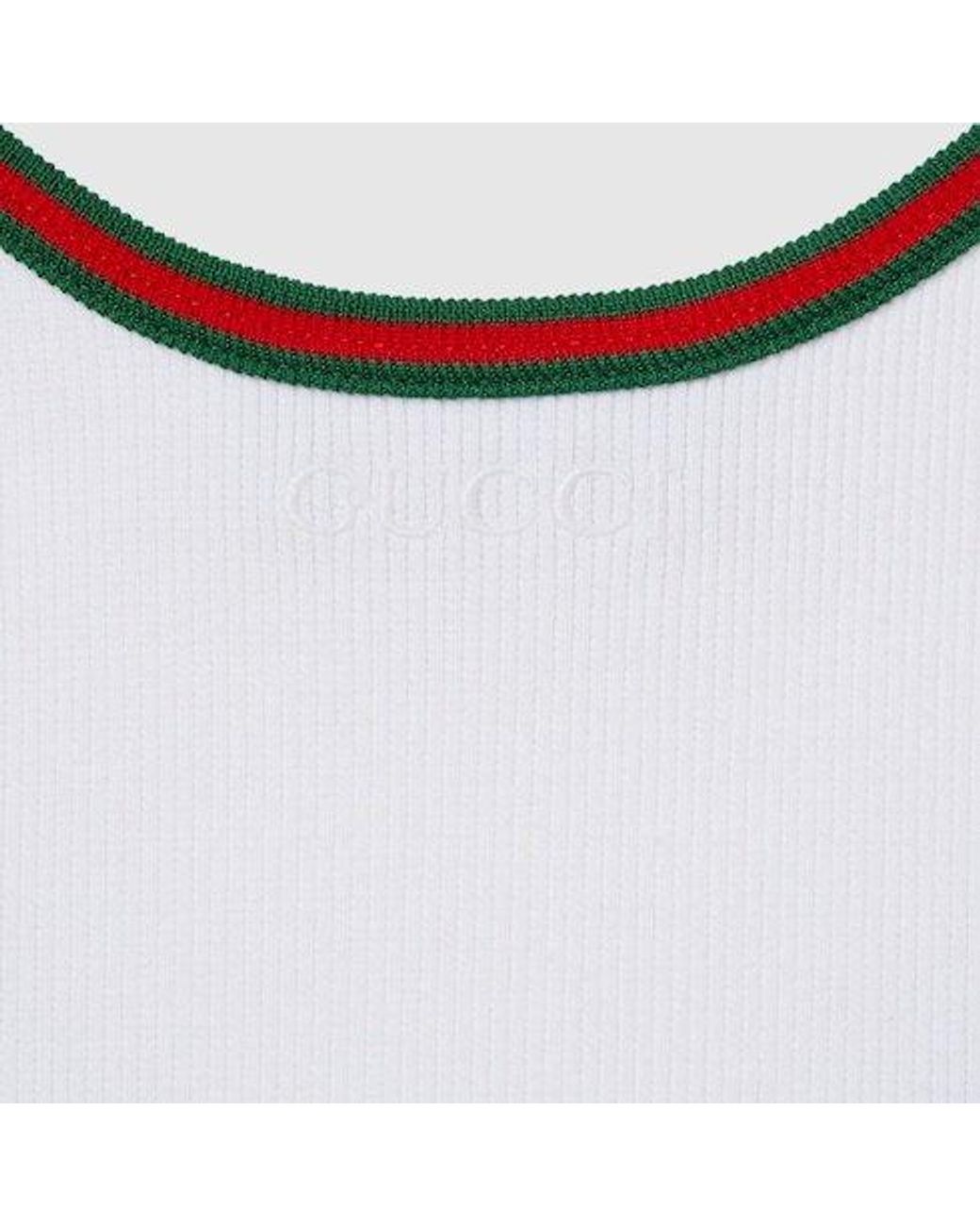 Gucci White Web Detail Cotton Tank Top