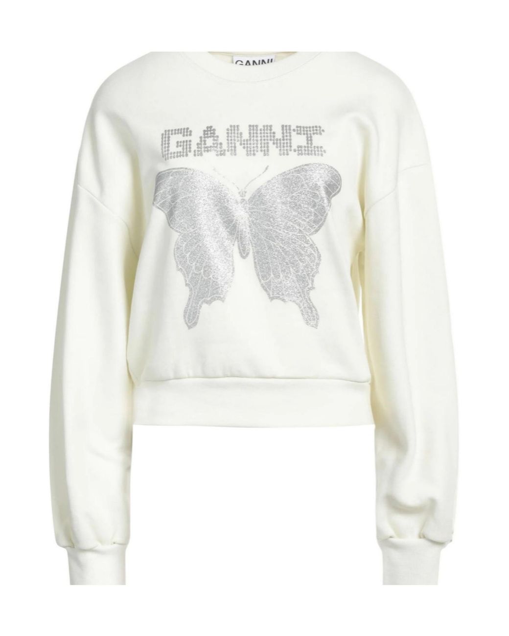 Ganni White Solid-Color Suede Sweatshirt