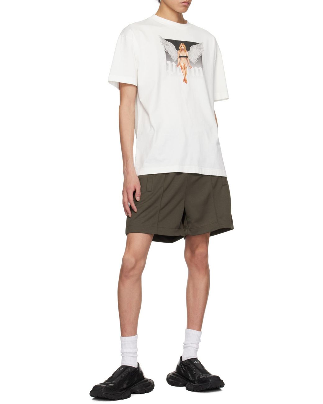 Palm Angels Brown Curved Logo Track Shorts for men
