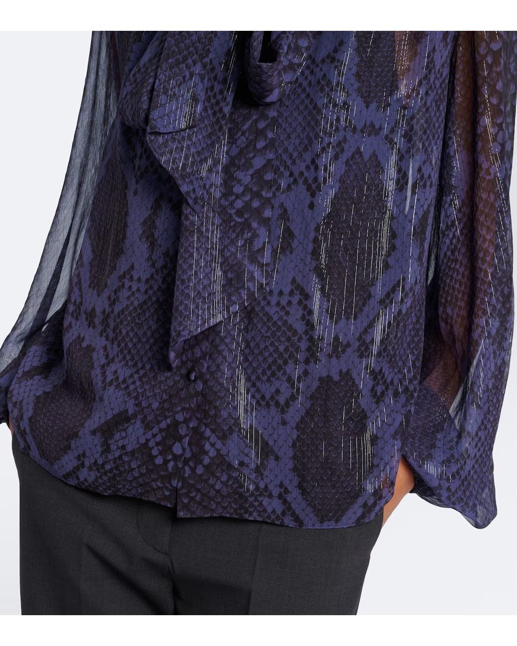 Joseph Blue Sally Chiffon Bow-Tie Blouse