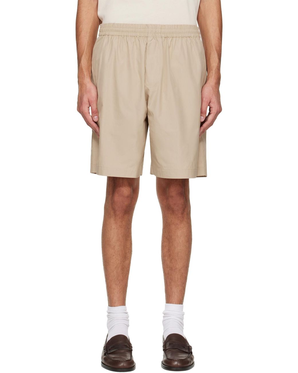 A.P.C. Natural Pleated Elastic-Waist Shorts for men