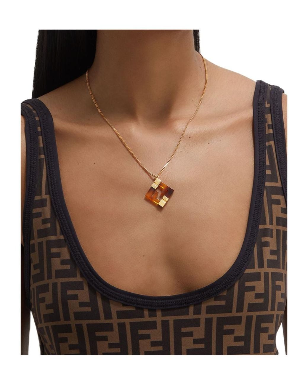Fendi Metallic Forever Chained Necklace