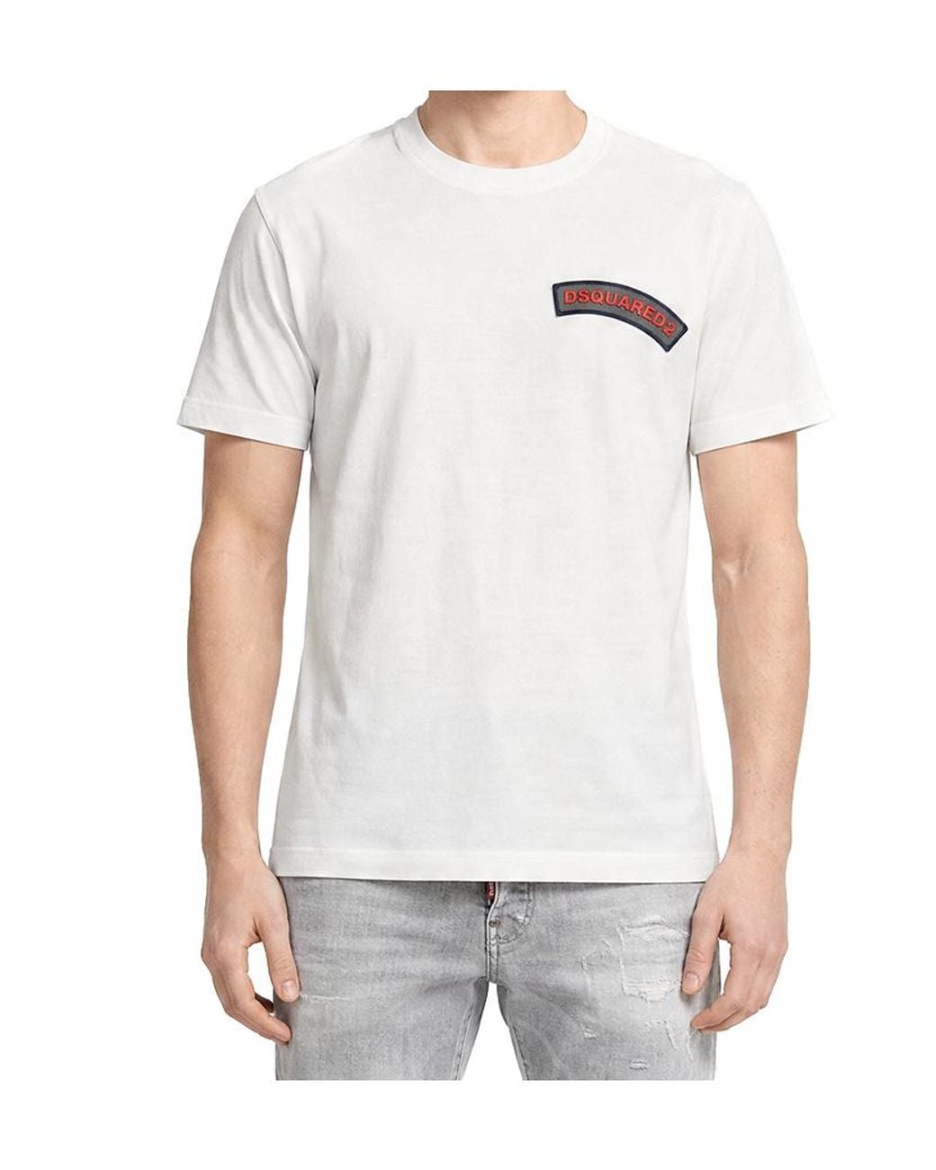 DSquared² White Logo Patch T-Shirt for men