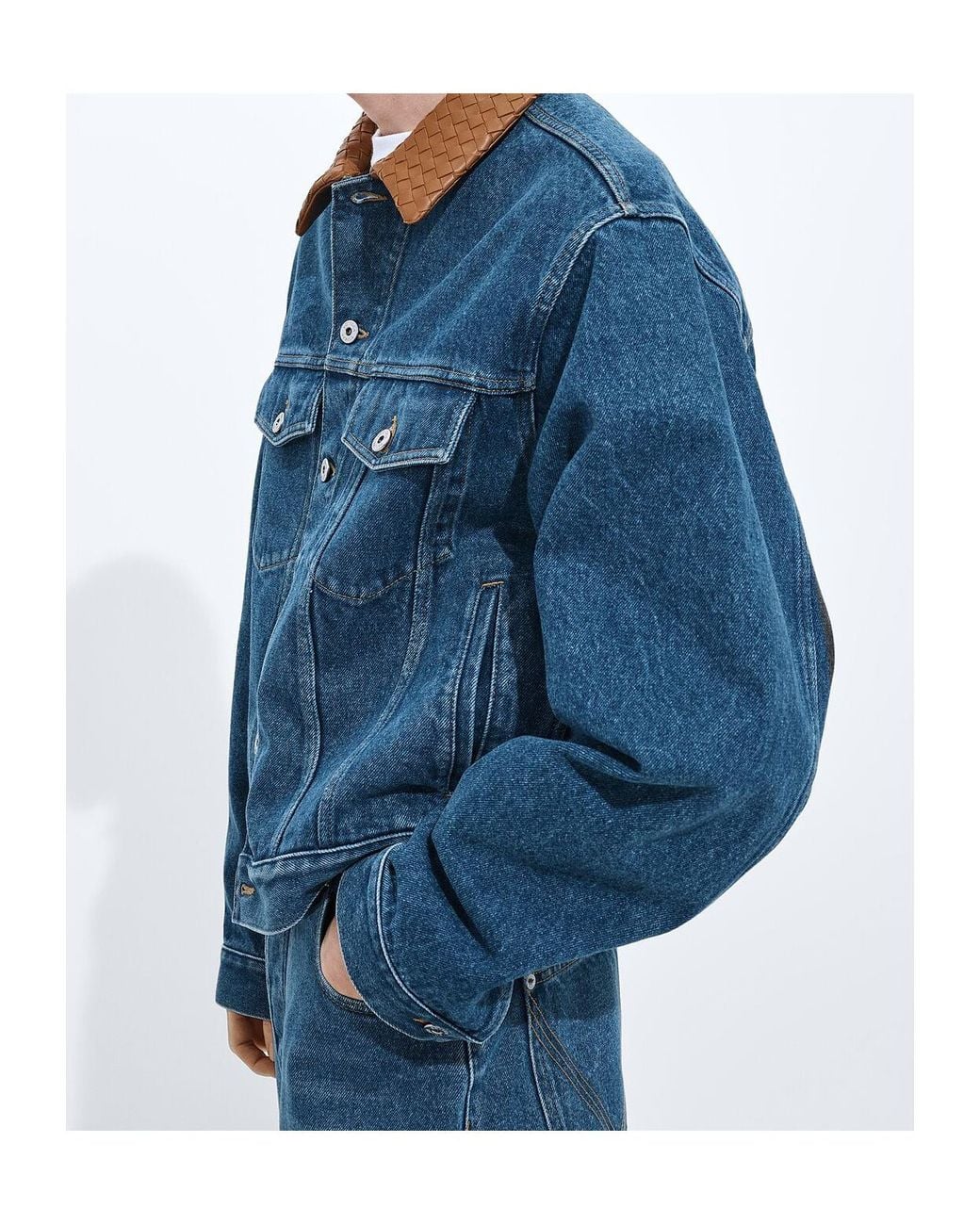 Bottega Veneta Blue Contrast Collar Denim Jacket for men