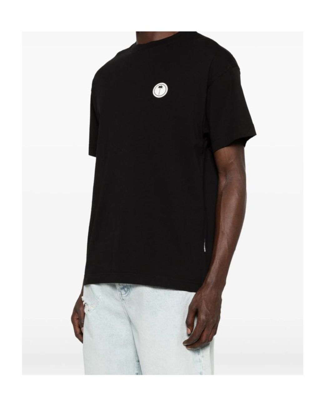 Palm Angels Black Logo-Patch T-Shirt for men