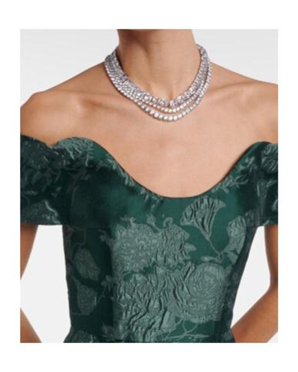 Emilia Wickstead Green Aislinn Floral Cloqué Bustier Gown