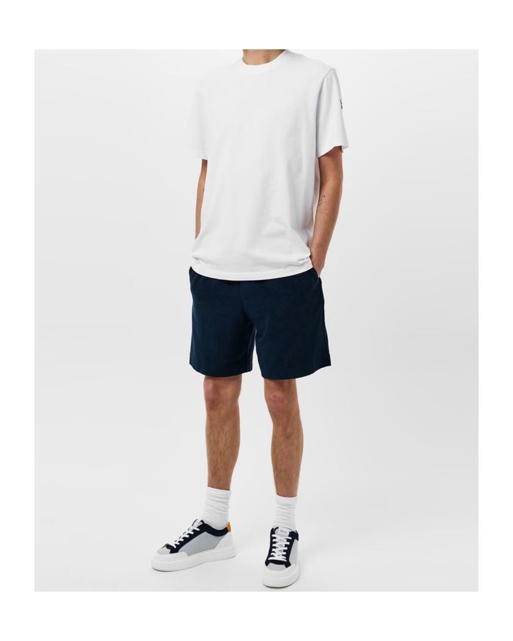 Moncler Blue Logo Drawstring Shorts for men