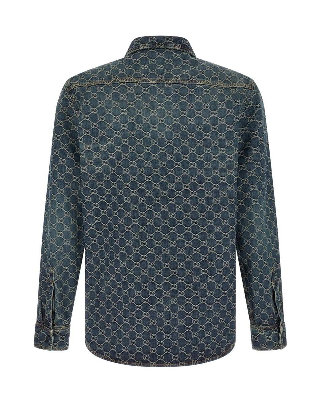 Gucci Blue Gg Denim Jacquard Shirt for men