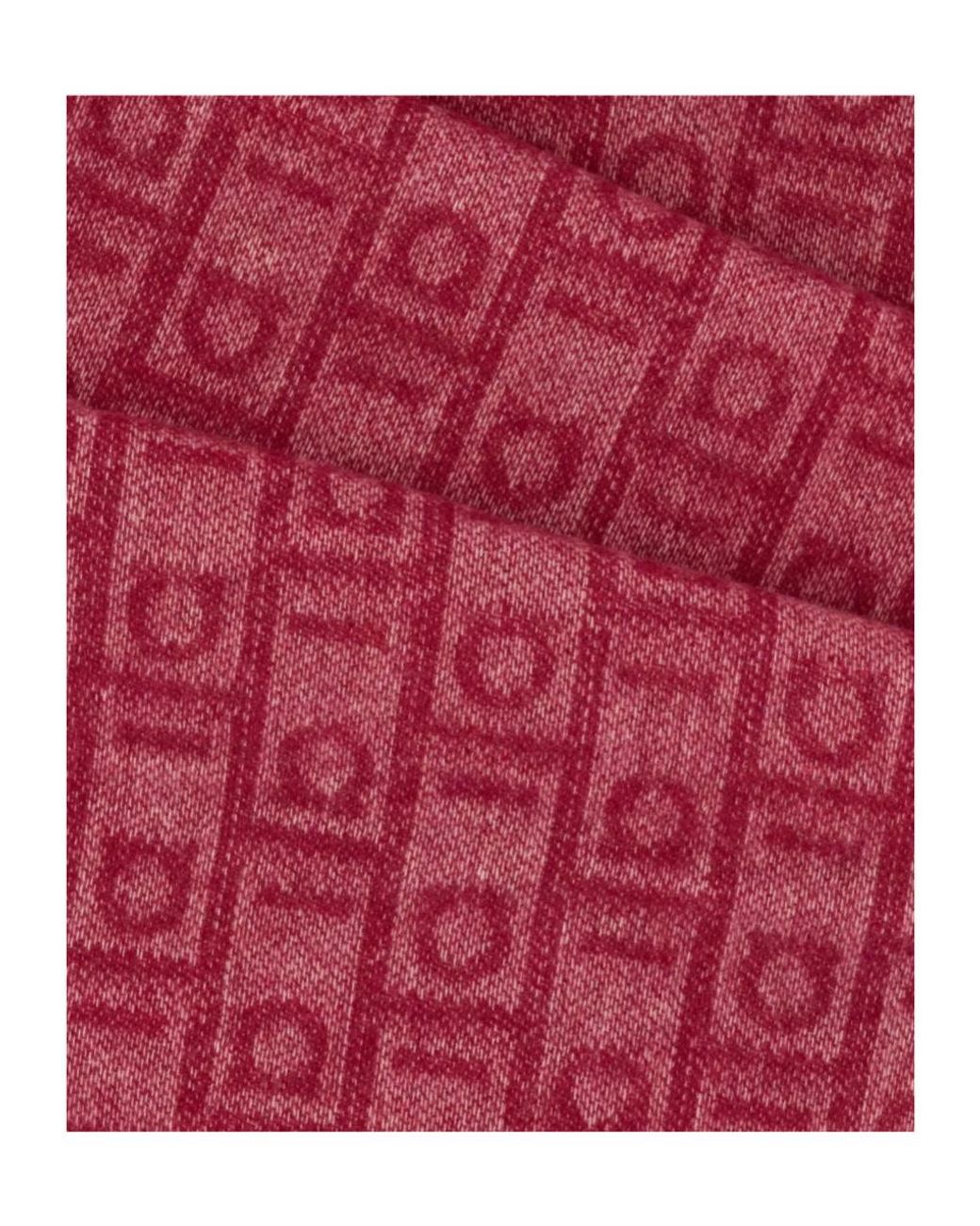 Ferragamo Pink Letter Pattern Scarf