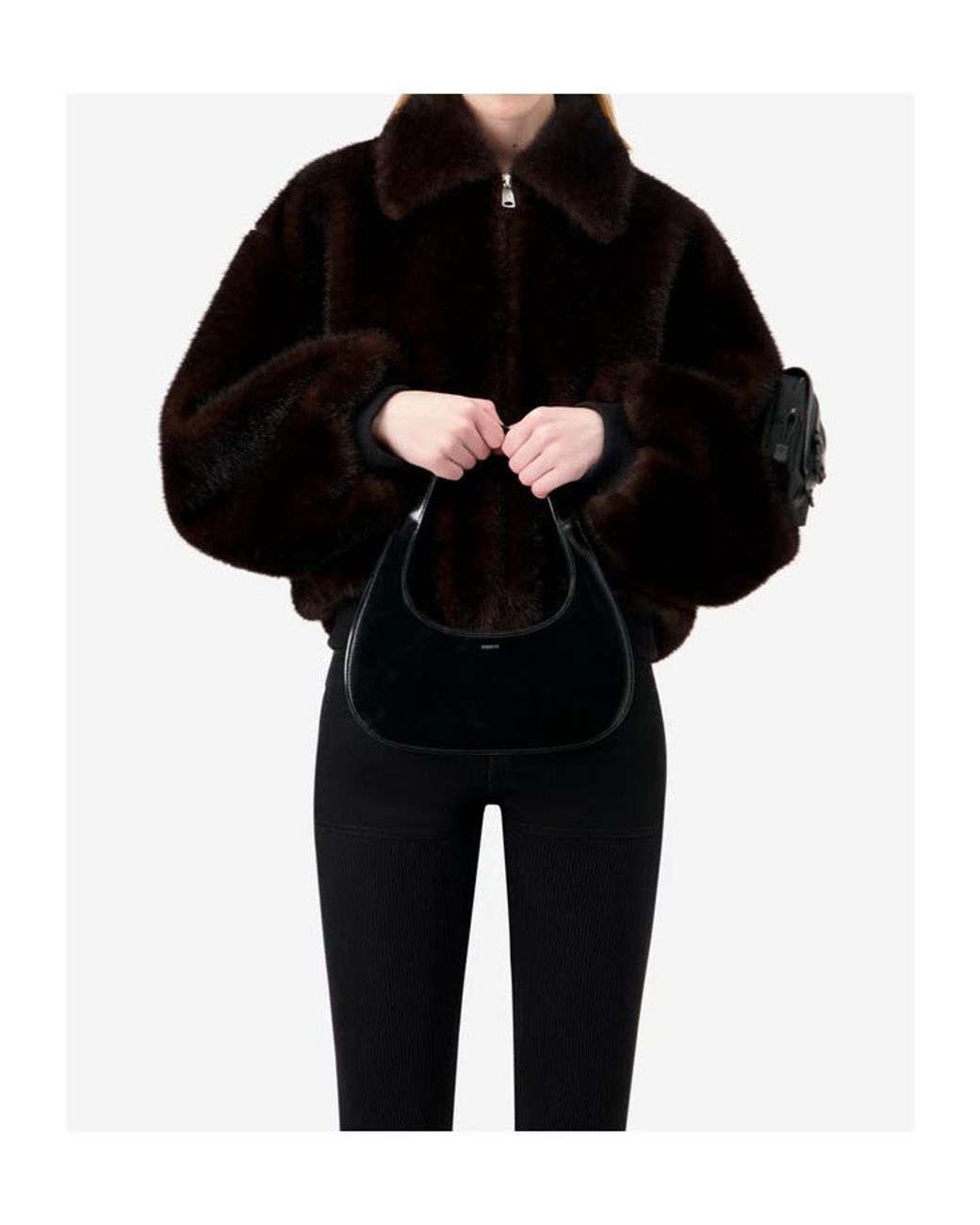 Coperni Black Faux Fur Bomber Jacket