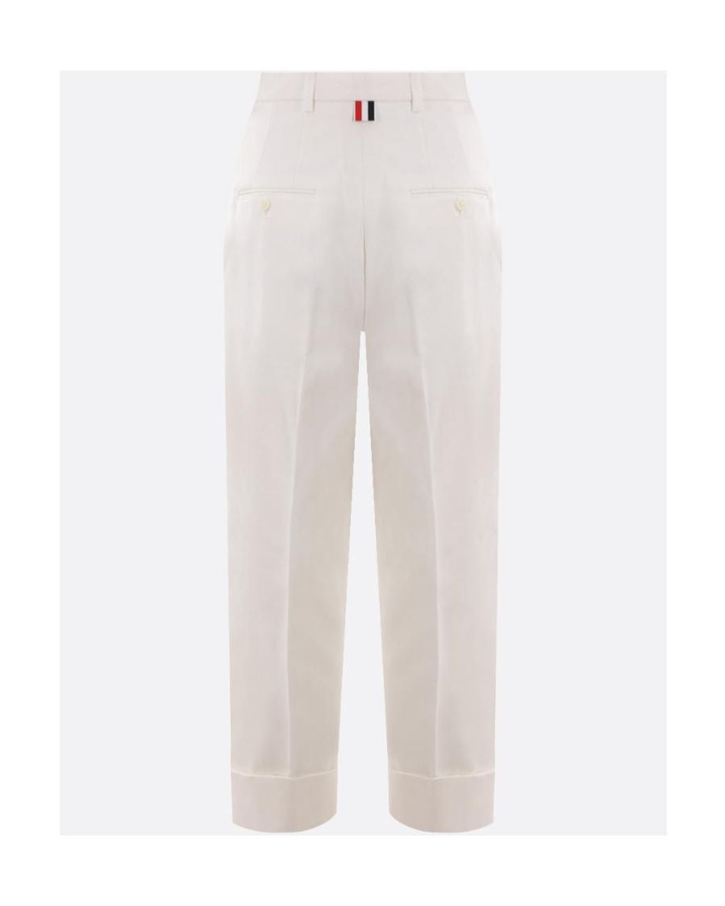 Thom Browne White Rwb Stripe Wide-Leg Trousers