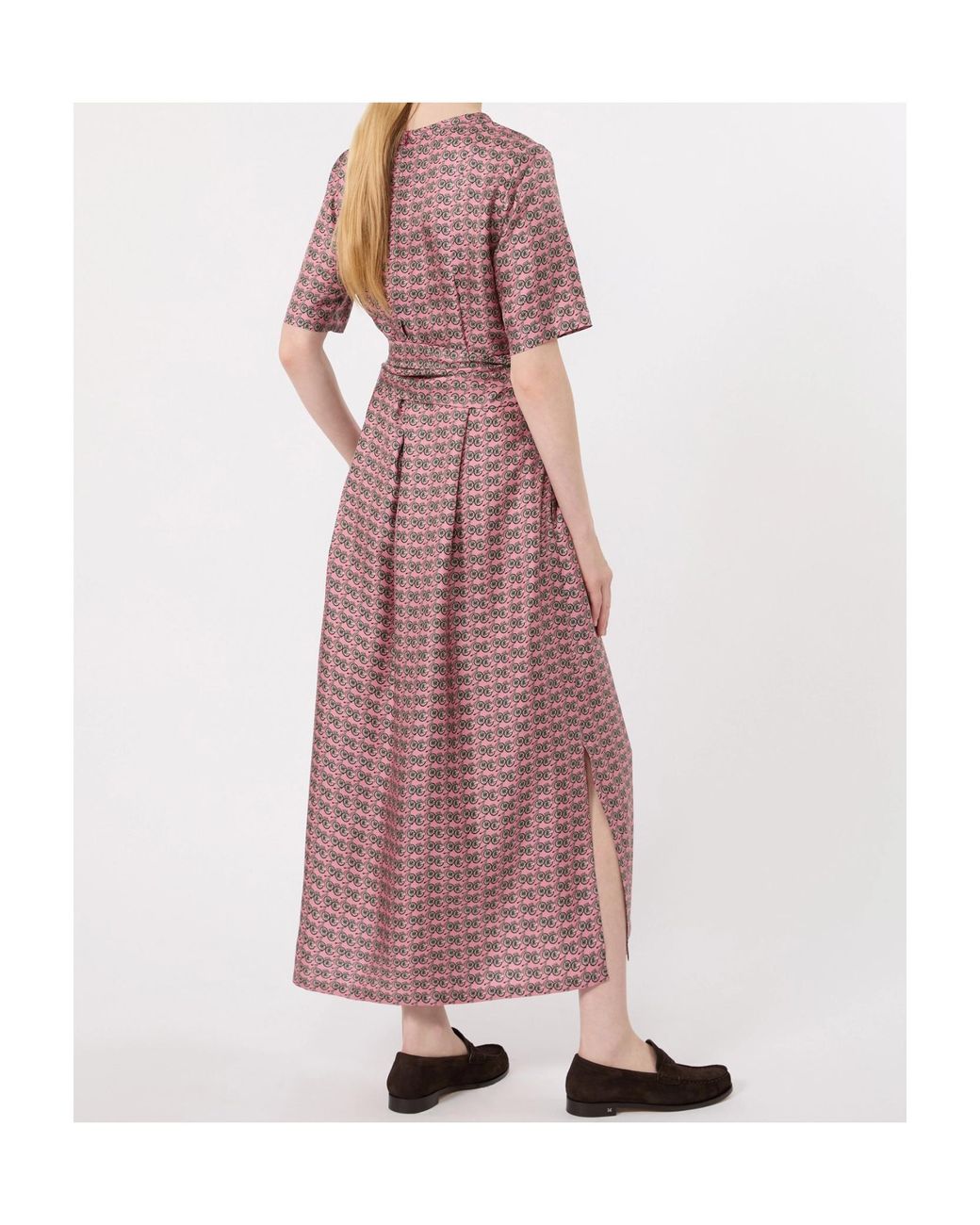 Max Mara Purple Bicycle-Print Silk Dress