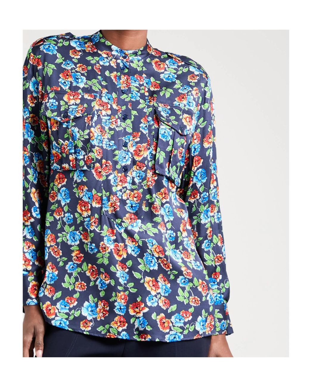 MAX&Co. Blue Floral Pattern Shirt