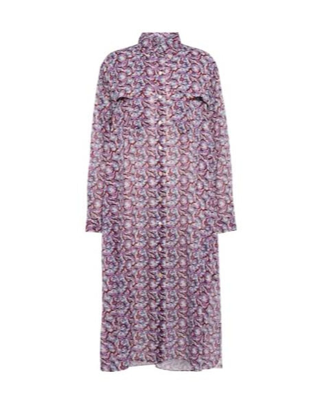 Isabel Marant Purple Eliane Floral-Print Cotton Midi Dress