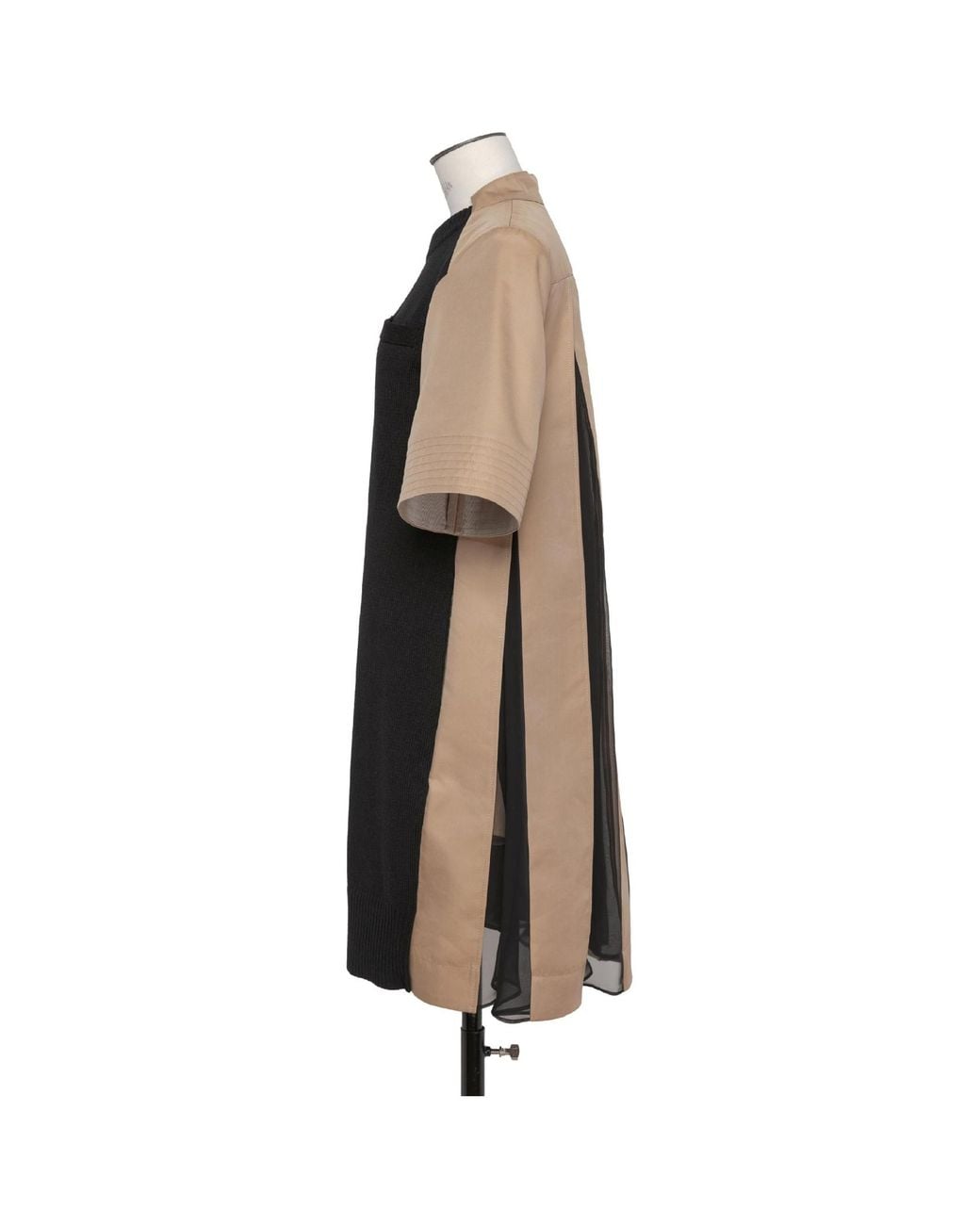 Sacai Black Panelled Pleated Minidress