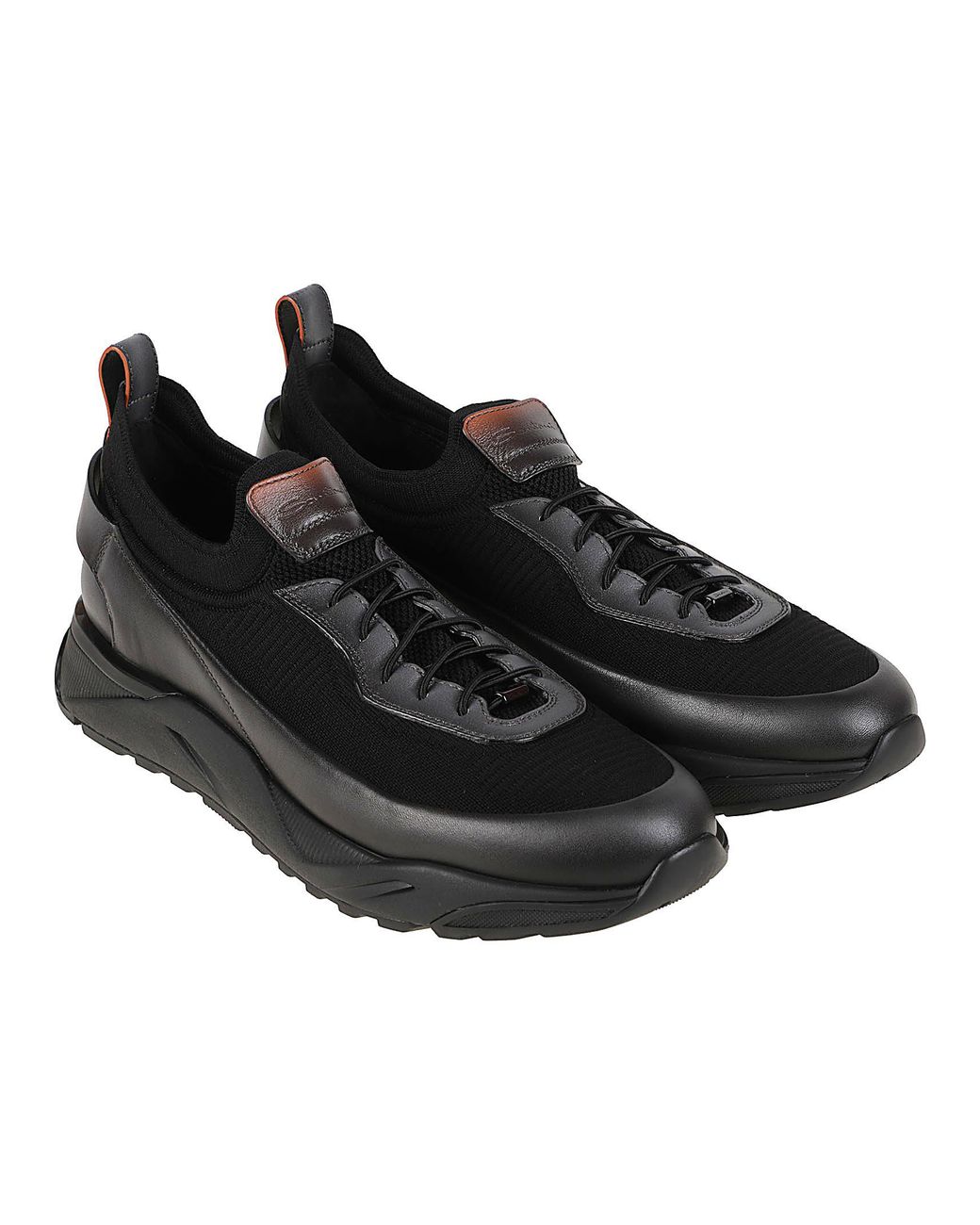 Santoni Black Inno Calza Low Top Sneakers for men