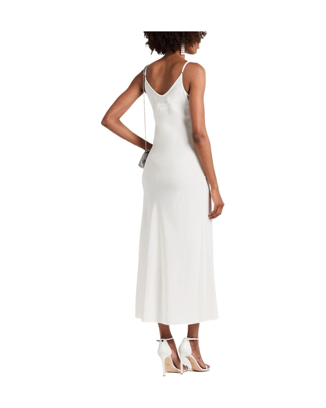 Maison Margiela White Satin Spaghetti Strap Dress