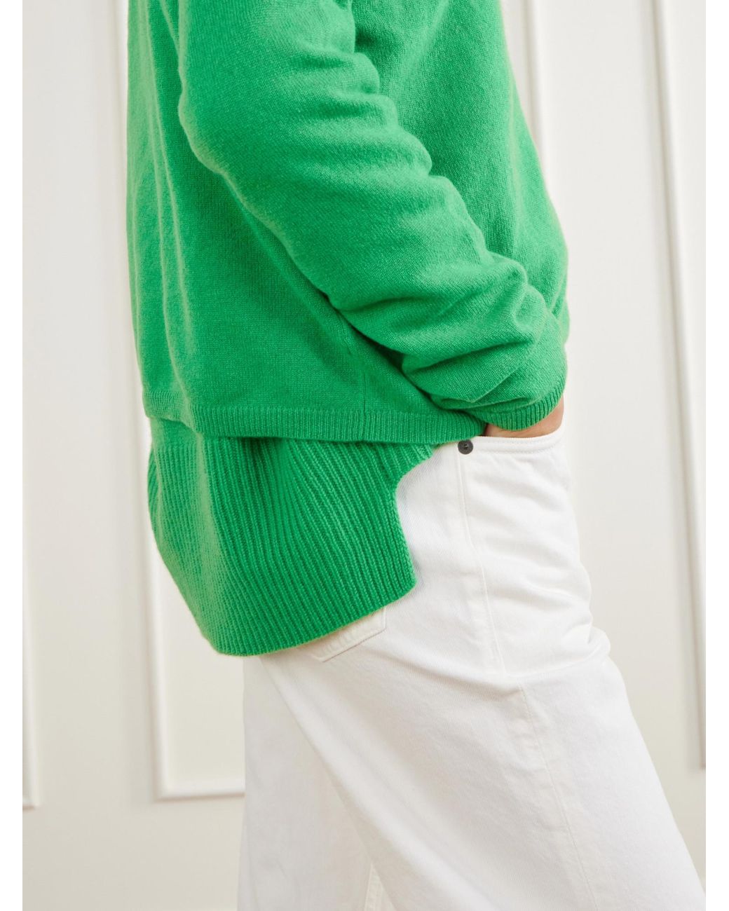 Lisa Yang Green V-Neck Knit Cardigan