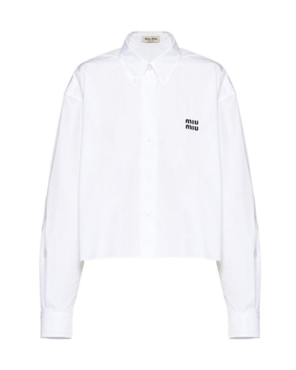 Miu Miu White Logo Cropped Shirt