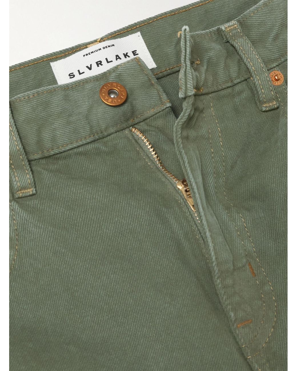 SLVRLAKE Denim Green High-Waisted Wide-Leg Jeans