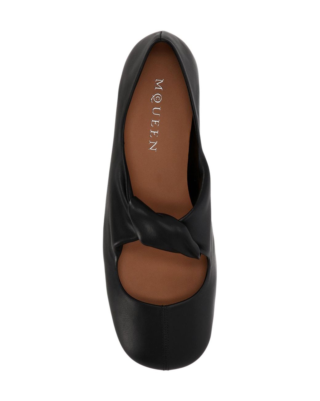 McQueen Black Twist-Detailed Round-Toe Ballet Flats