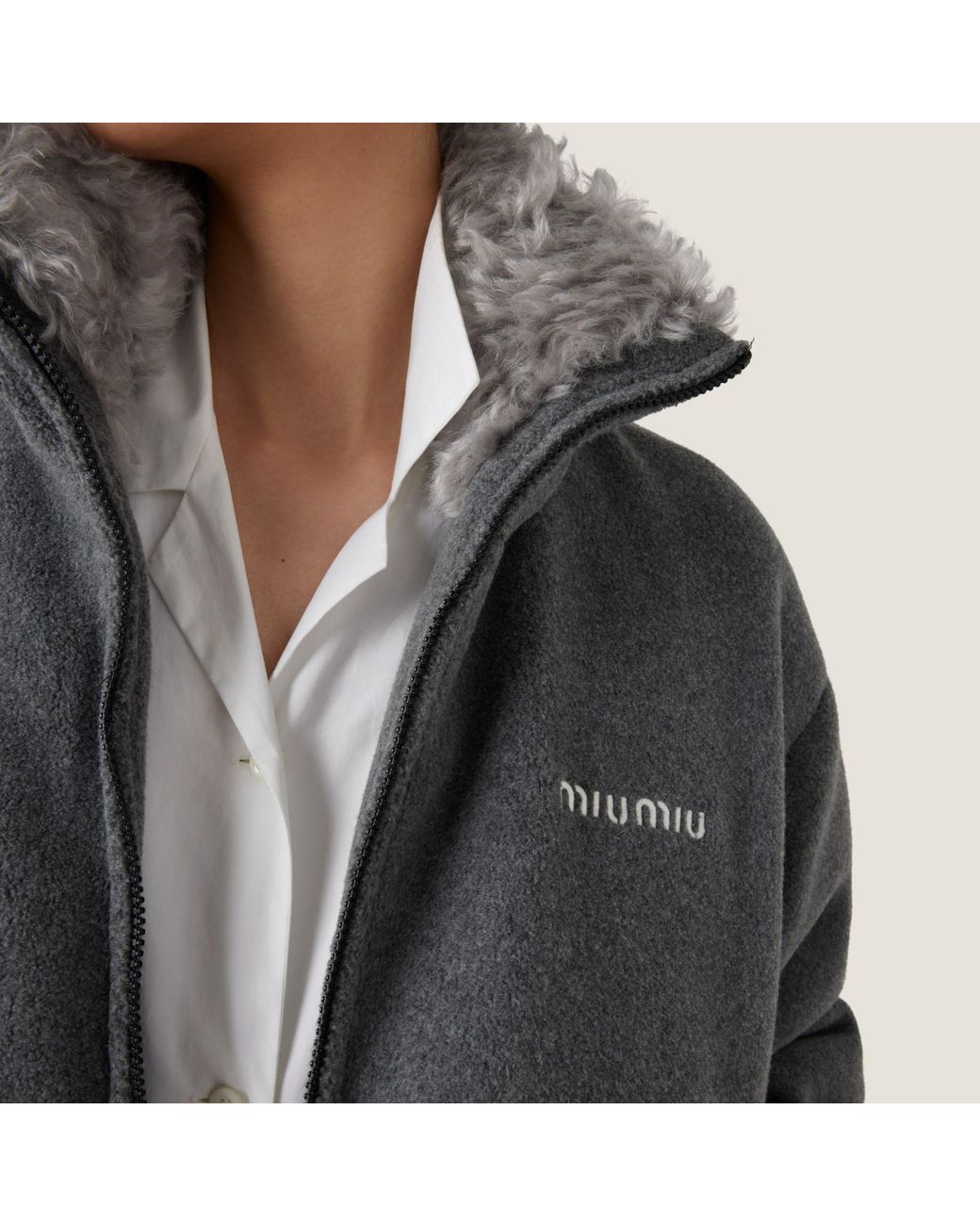 Miu Miu Gray Fleece Down Jacket