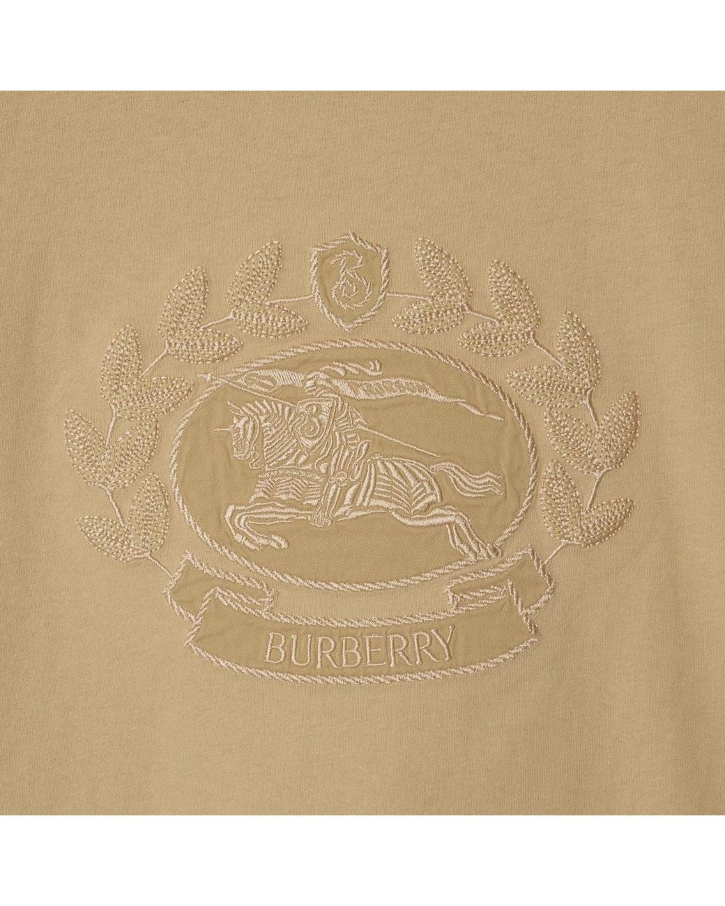Burberry Natural Logo-Embroidered Crewneck T-Shirt