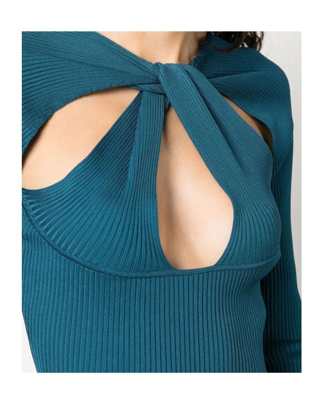 Coperni Blue Cut-Out Knitted Top