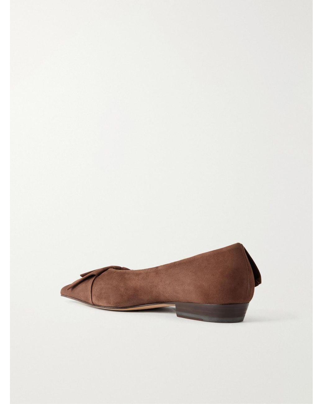 J.W. Anderson Brown Ruffled Nubuck-Trimmed Suede Ballet Flats