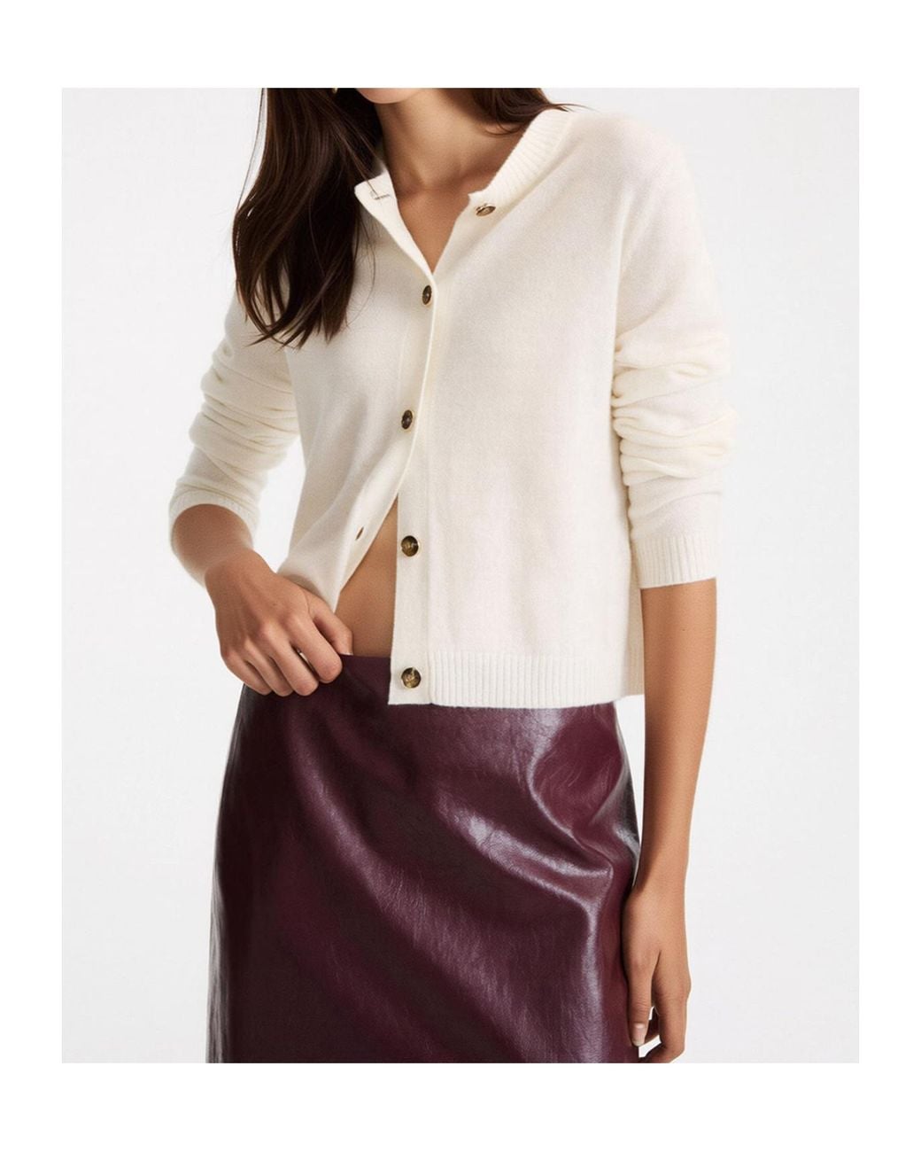 Marella White Ribbed-Knit Crew-Neck Top