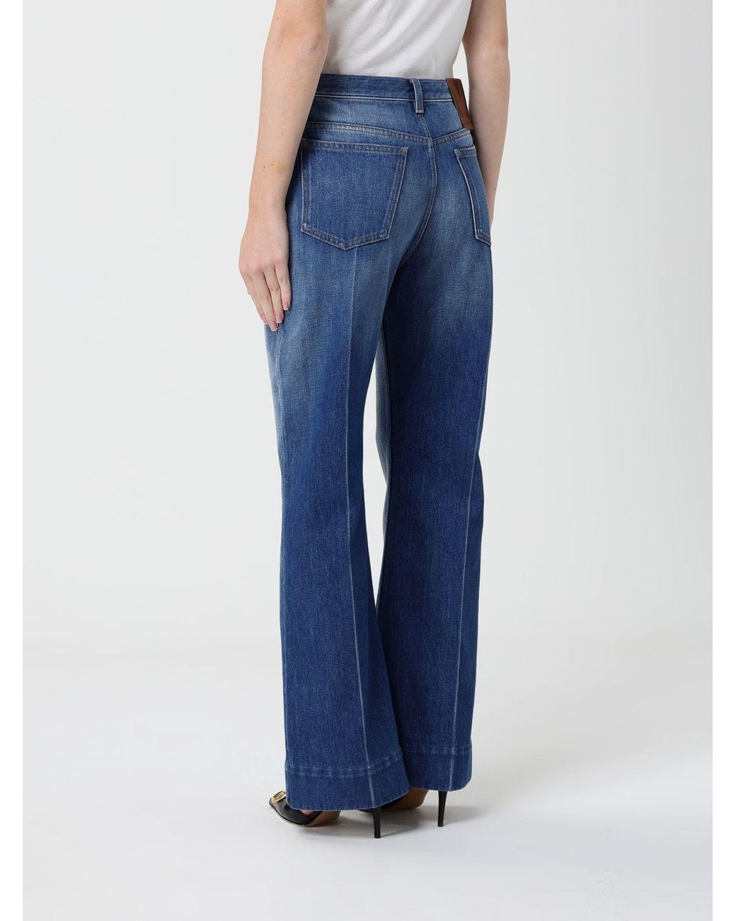 Valentino Blue Logo Patch Straight-Leg Jeans