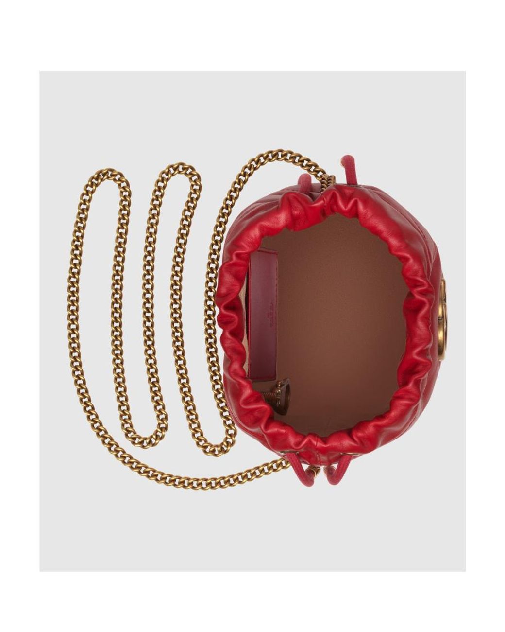 Gucci Red Gg Marmont Mini Bucket Bag