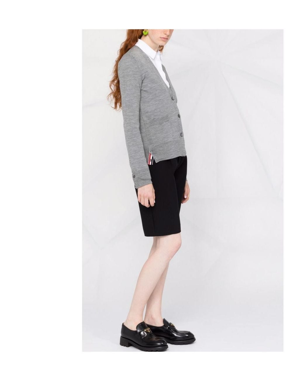 Thom Browne Gray 4 Bar V-Neck Cardigan