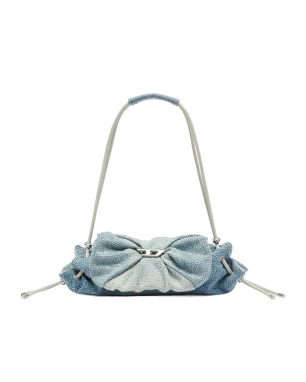 DIESEL Blue Small Scrunch-D Crystal-Embellished Shoulder Bag
