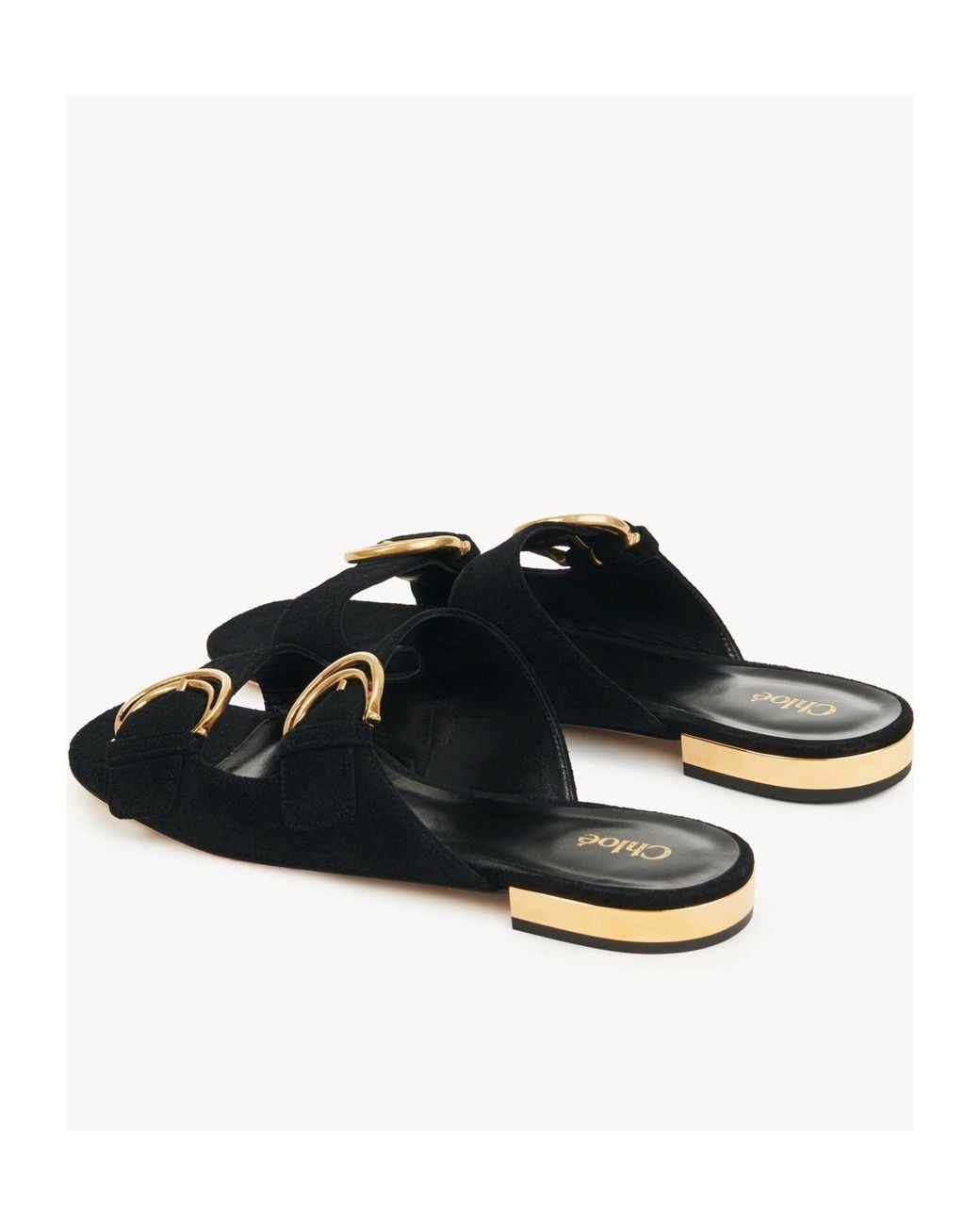 Chloé Black Chloé Alizè Double C Buckle Flat Sandals