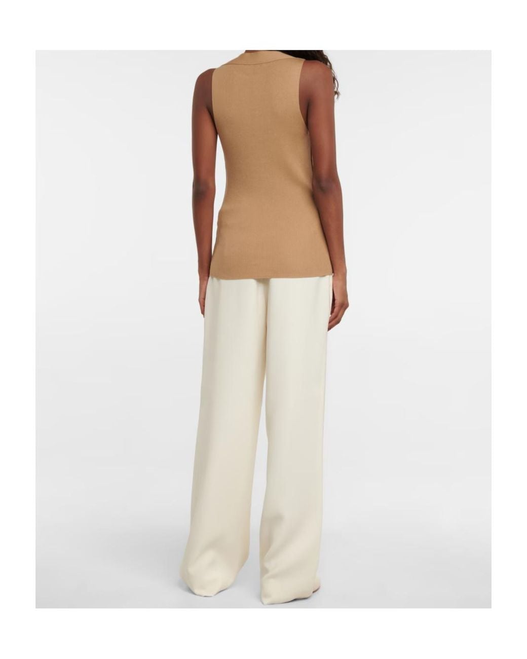 Co. Natural Rib-Knitted Silk Tank Top